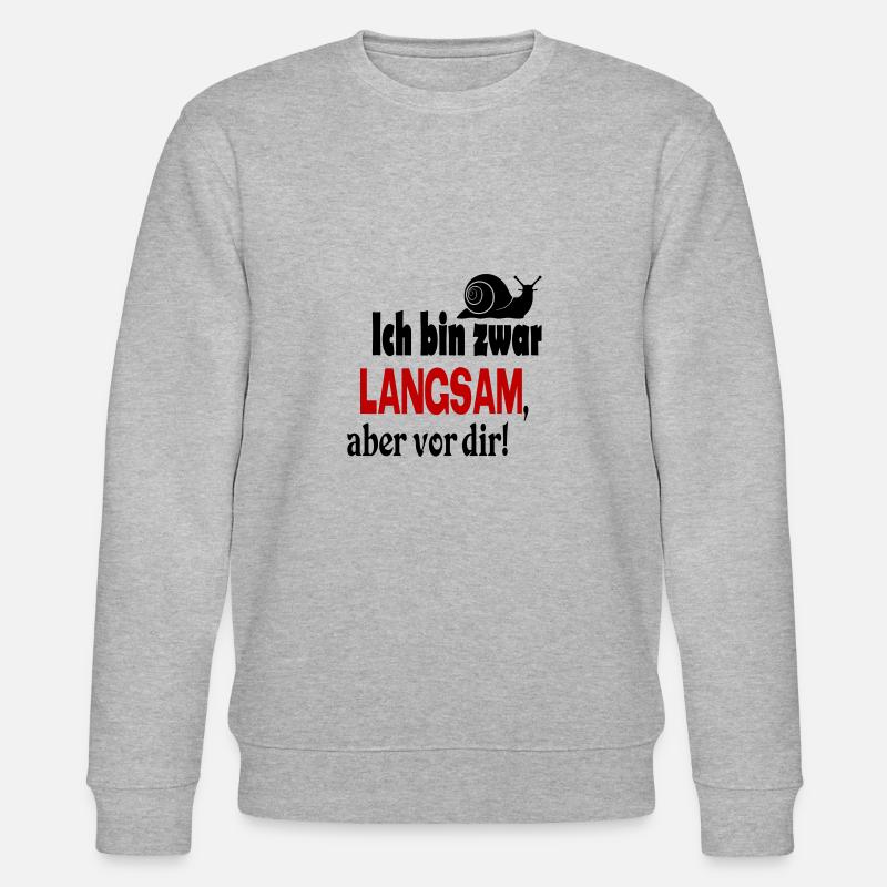 Schnecke Sprüche Ich bin langsam - Stanley/Stella Unisex Bio-Sweatshirt CHANGER  - Grau meliert