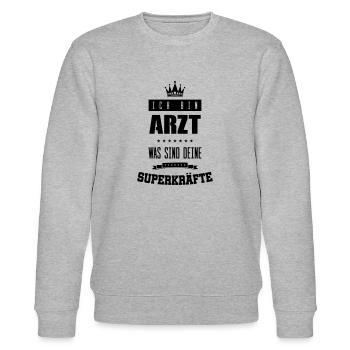 arzt superkräfte - Stanley/Stella Unisex Bio-Sweatshirt CHANGER  - Grau meliert - Vorne - Nik (191cm) & Marisol (170cm)