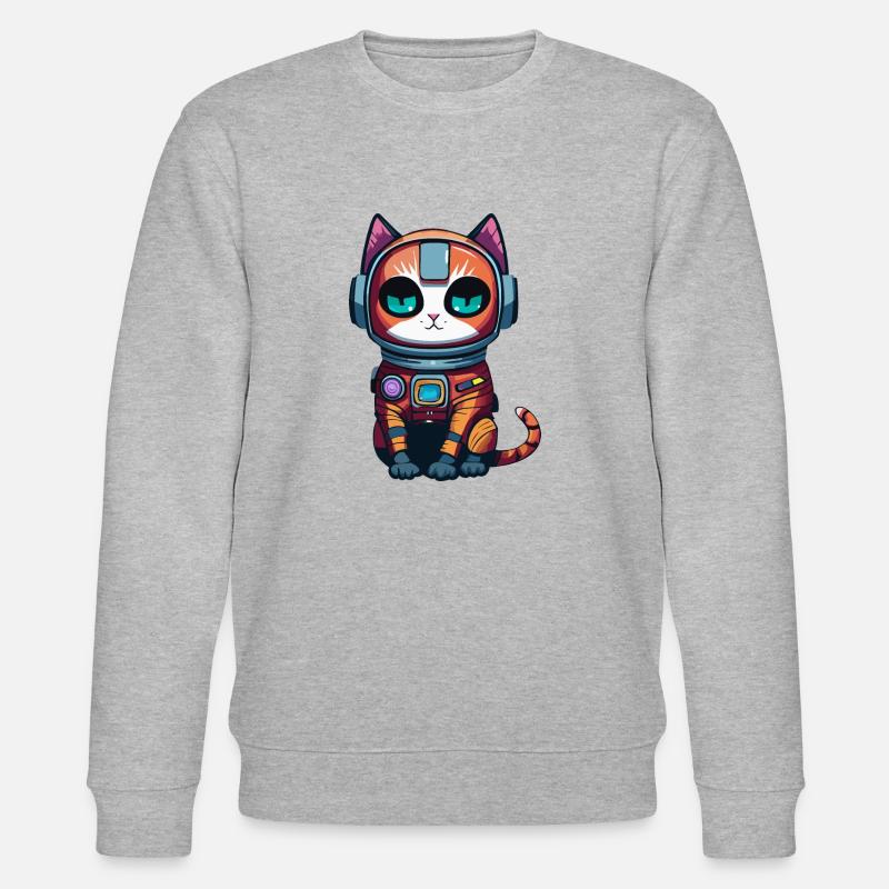 Cyberpunk Astrokatze - Stanley/Stella Unisex Bio-Sweatshirt CHANGER - Grau meliert