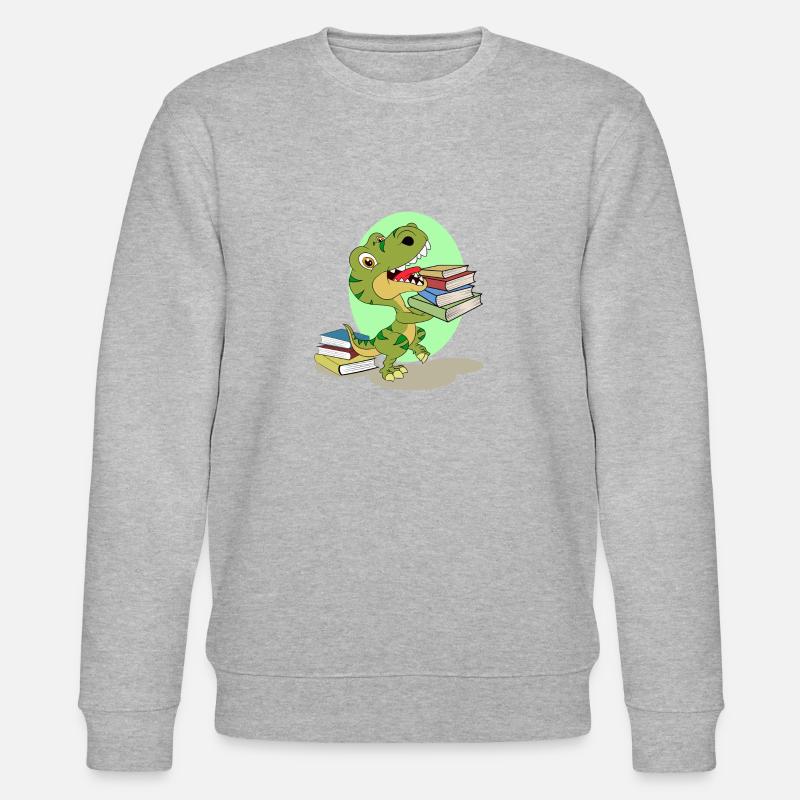 Dinosaurischer Bücher Junkie - Stanley/Stella Unisex Bio-Sweatshirt CHANGER  - Grau meliert