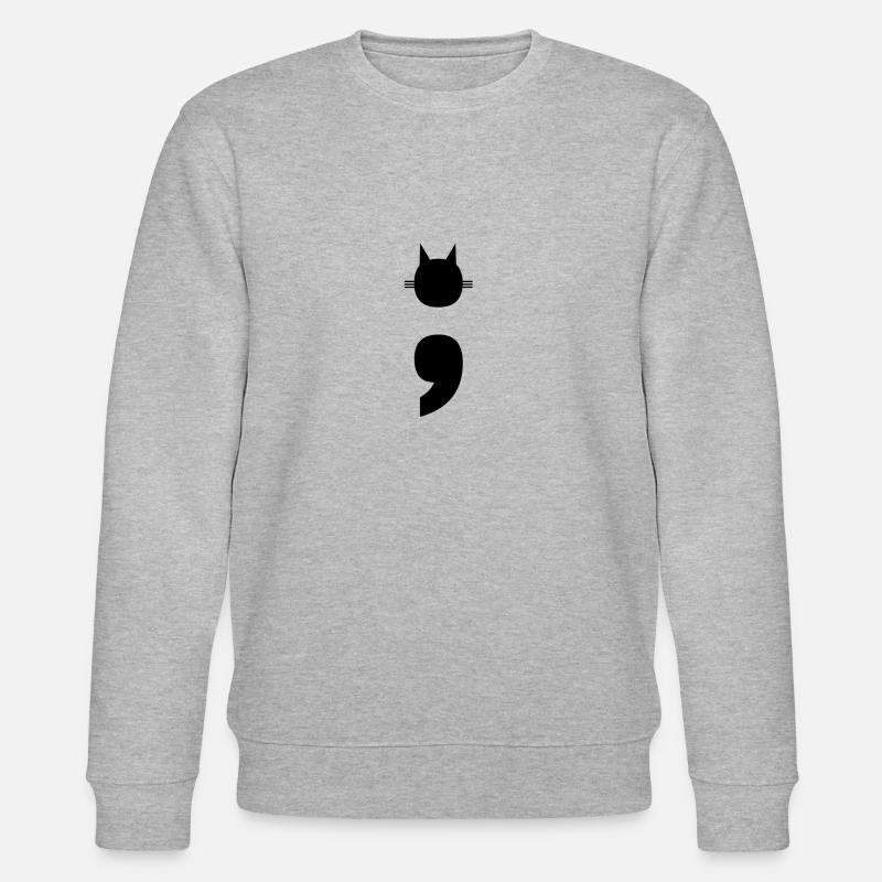 Semi-colon chat chat point-virgule - Sweat bio CHANGER Stanley/Stella Unisexe - gris chiné