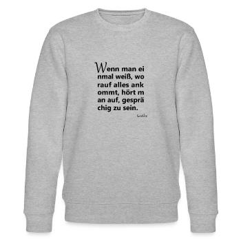 Goethe Wenn man einmal weiß worauf alles ankommt - Stanley/Stella Unisex Bio-Sweatshirt CHANGER  - Grau meliert - Vorne - Nik (191cm) & Marisol (170cm)