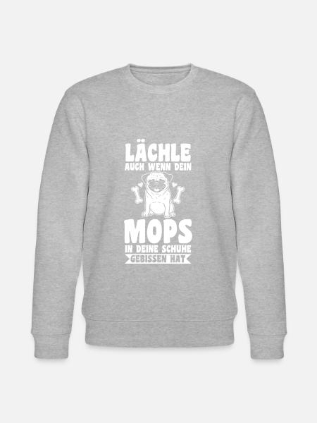 Hund Mops - Stanley/Stella Unisex Bio-Sweatshirt CHANGER - Grau meliert