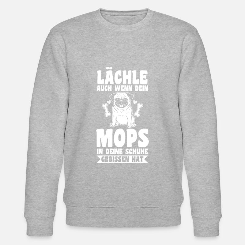 Hund Mops - Stanley/Stella Unisex Bio-Sweatshirt CHANGER  - Grau meliert