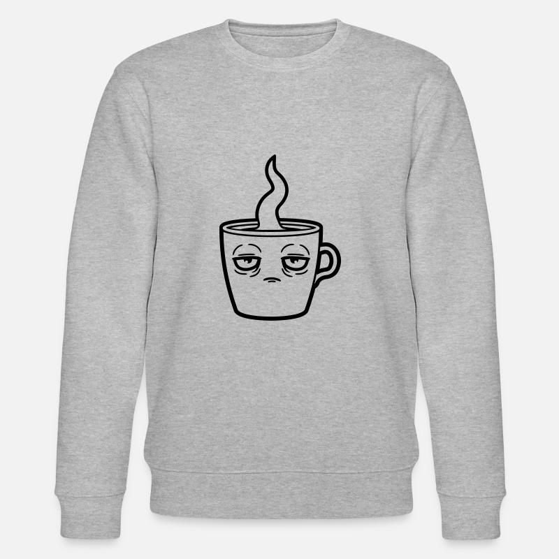 Tired coffee cup face - Stanley/Stella CHANGER Unisex Organic Sweatshirt - heather grey