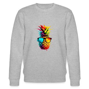 Colorful funky pineapple - Stanley/Stella CHANGER Unisex Organic Sweatshirt - heather grey - Front - Nik (191cm) & Marisol (170cm)
