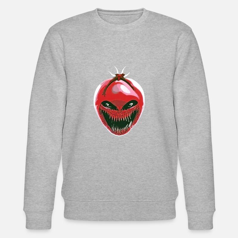 Rote Xenomorph-Tomate - Stanley/Stella Unisex Bio-Sweatshirt CHANGER  - Grau meliert