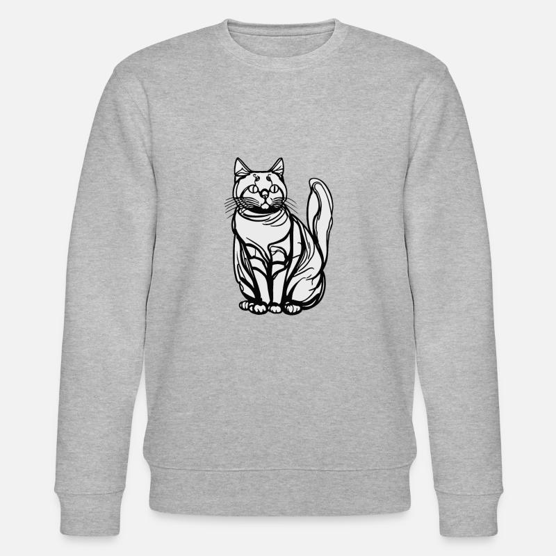 Einzeilige sitzende Katze - Stanley/Stella Unisex Bio-Sweatshirt CHANGER  - Grau meliert