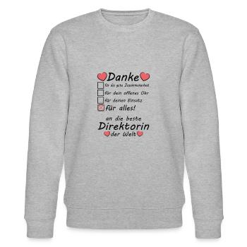 Beste Direktorin Schule Danke Abschiedsgeschenk - Stanley/Stella Unisex Bio-Sweatshirt CHANGER  - Grau meliert - Vorne - Nik (191cm) & Marisol (170cm)