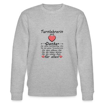 Turnlehrerin Turnen Lehrerin Danke zum Abschied - Stanley/Stella Unisex Bio-Sweatshirt CHANGER  - Grau meliert - Vorne - Nik (191cm) & Marisol (170cm)
