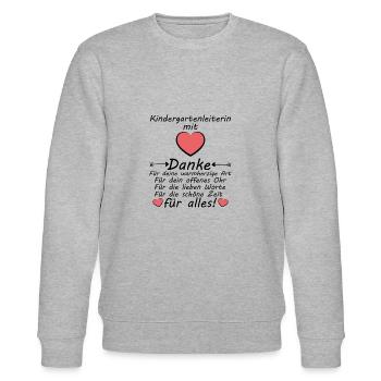 Kindergartenleiterin Kindergarten Leiterin Danke - Stanley/Stella Unisex Bio-Sweatshirt CHANGER  - Grau meliert - Vorne - Nik (191cm) & Marisol (170cm)