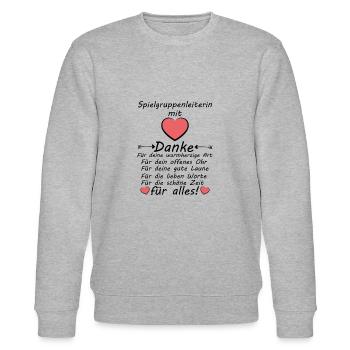 Spielgruppenleiterin Spielgruppe Leiterin Danke - Stanley/Stella Unisex Bio-Sweatshirt CHANGER  - Grau meliert - Vorne - Nik (191cm) & Marisol (170cm)