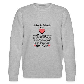 Volksschullehrerin Volksschule Lehrerin Abschied - Stanley/Stella Unisex Bio-Sweatshirt CHANGER  - Grau meliert - Vorne - Nik (191cm) & Marisol (170cm)