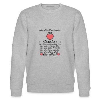 Beste Handballtrainerin Danke zum Abschied - Stanley/Stella Unisex Bio-Sweatshirt CHANGER  - Grau meliert - Vorne - Nik (191cm) & Marisol (170cm)