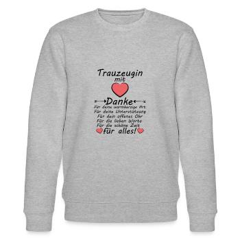 Beste Trauzeugin der Braut Dankeschön Danke sagen - Stanley/Stella Unisex Bio-Sweatshirt CHANGER  - Grau meliert - Vorne - Nik (191cm) & Marisol (170cm)