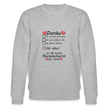 Beste Reiseleiterin Danke Dankeschön zum Abschied - Stanley/Stella Unisex Bio-Sweatshirt CHANGER  - Grau meliert - Vorne - Nik (191cm) & Marisol (170cm)