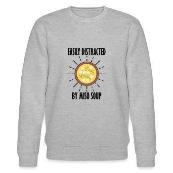 Distracted by Miso Soup Ramen Noodles Japanese - Stanley/Stella CHANGER Unisex Organic Sweatshirt - heather grey - Front - Nik (191cm) & Marisol (170cm)