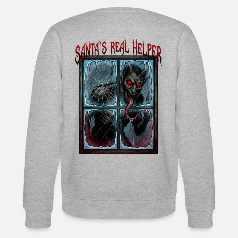 Santas Realer Helfer – Dämonischer Fenstergeist - Stanley/Stella Unisex Bio-Sweatshirt CHANGER  - Grau meliert