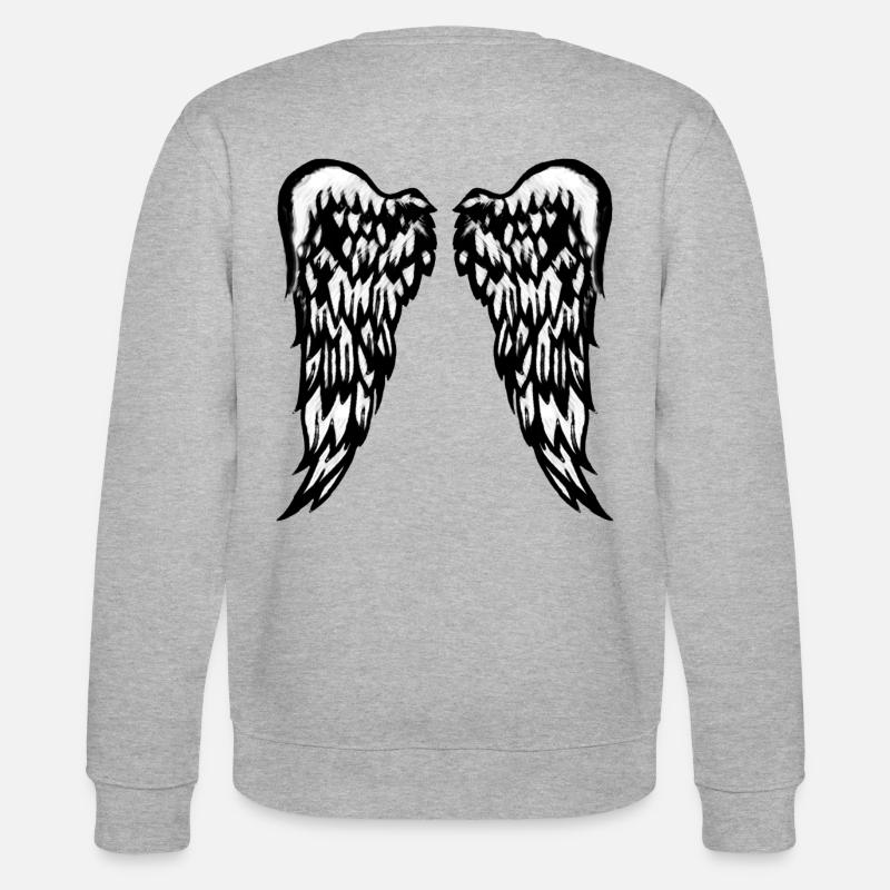 Große Engelsflügel - Stanley/Stella Unisex Bio-Sweatshirt CHANGER  - Grau meliert