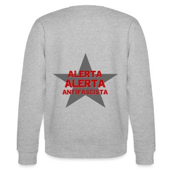 ALERTA ALERTA ANTIFA mostly backprint Rueckendruck - Stanley/Stella Unisex Bio-Sweatshirt CHANGER  - Grau meliert - Hinten - Marisol (170cm)