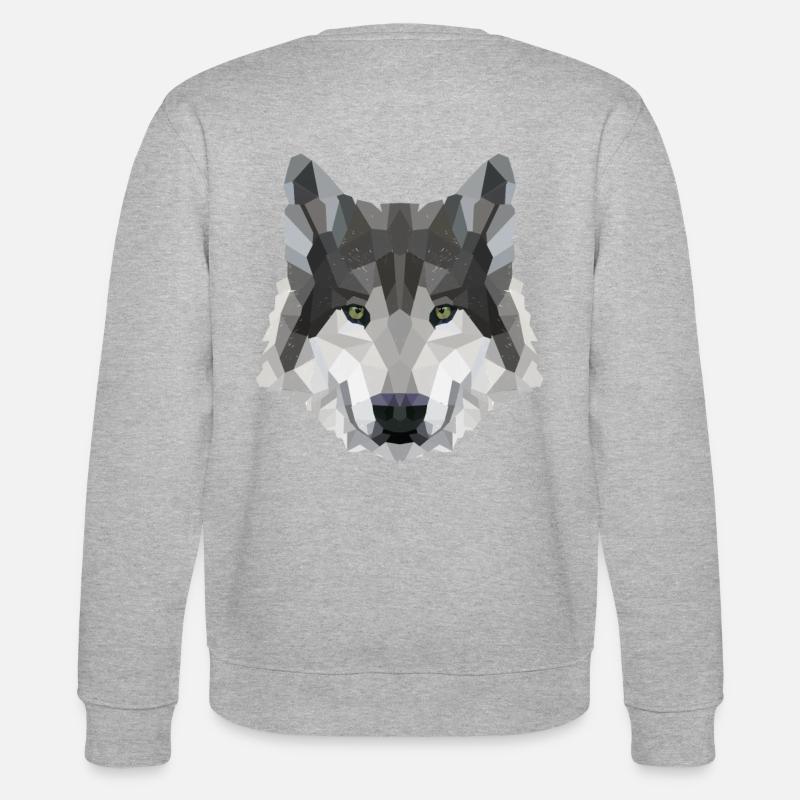 POLYGON WOLF MYTH FANTASY Husky - Stanley/Stella Unisex Bio-Sweatshirt CHANGER - Grau meliert