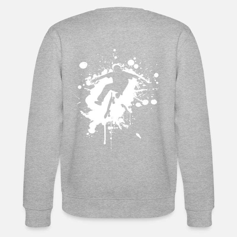 SK8 est GR8 Blanc - Sweat bio CHANGER Stanley/Stella Unisexe - gris chiné