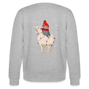 Weihnachten Lama Faultier, Sloth lustiges Geschenk - Stanley/Stella Unisex Bio-Sweatshirt CHANGER  - Grau meliert - Hinten - Marisol (170cm)