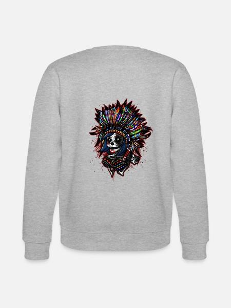 indien skull - Sweat bio CHANGER Stanley/Stella Unisexe - gris chiné