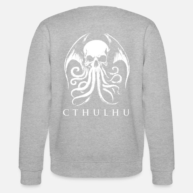 Cthulhu Gothic Totenschädel - Stanley/Stella Unisex Bio-Sweatshirt CHANGER  - Grau meliert