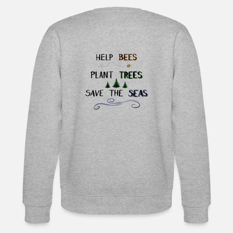 Help Bees - Plant Trees - Save the Seas - Stanley/Stella Unisex Bio-Sweatshirt CHANGER  - Grau meliert