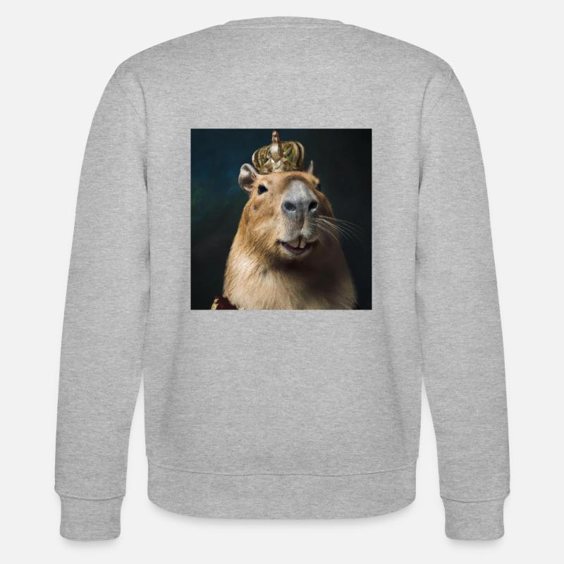 Capybara mit Krone - Stanley/Stella Unisex Bio-Sweatshirt CHANGER  - Grau meliert