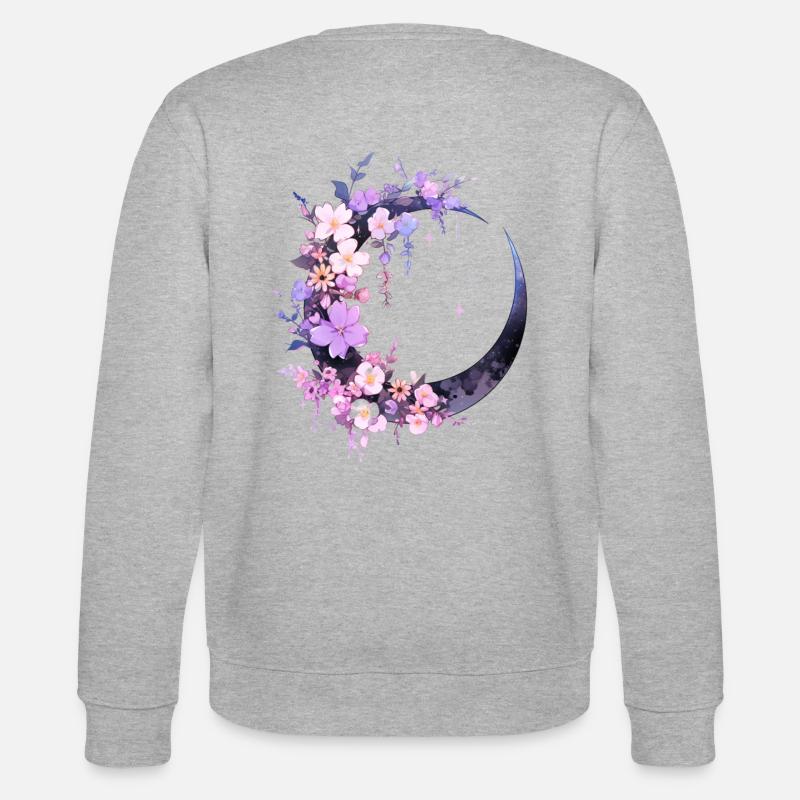 Lune violette Fleurs - Sweat bio CHANGER Stanley/Stella Unisexe - gris chiné