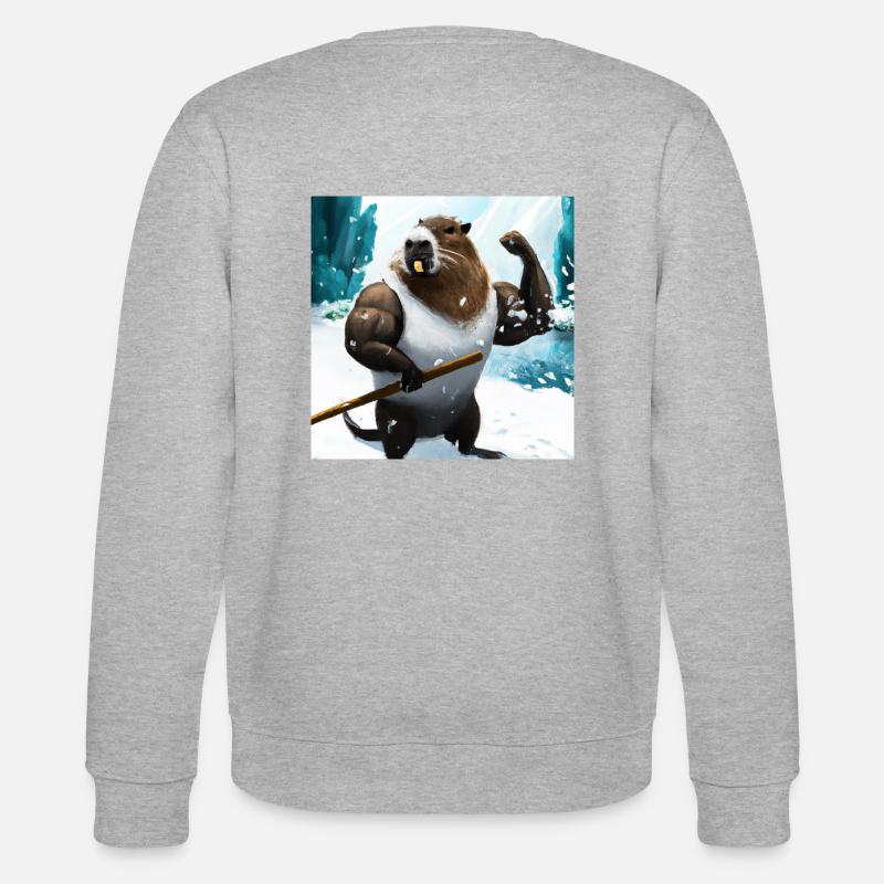 Capybara mit Muskeln - Stanley/Stella Unisex Bio-Sweatshirt CHANGER  - Grau meliert