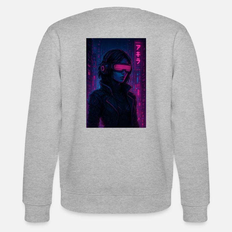 Cyberpunk Neon Pilot - Stanley/Stella Unisex Bio-Sweatshirt CHANGER  - Grau meliert
