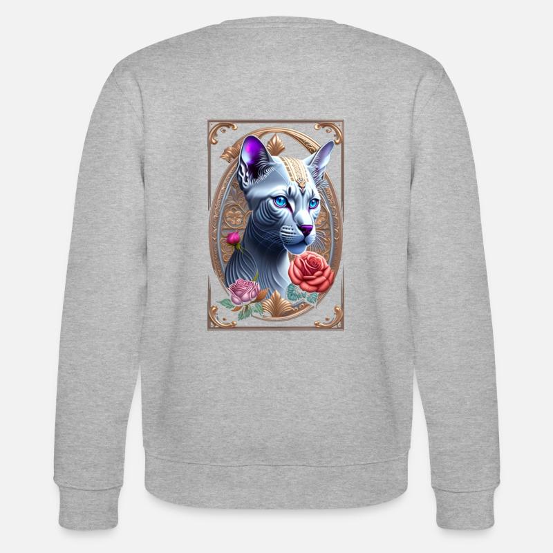 Kunstvolle Sphynx , Sphinx Katze - Stanley/Stella Unisex Bio-Sweatshirt CHANGER  - Grau meliert