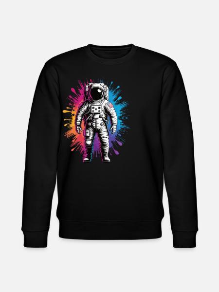 Kleur Splash Astronaut Shirt - Stanley/Stella Uniseks bio-sweatshirt CHANGER  - zwart