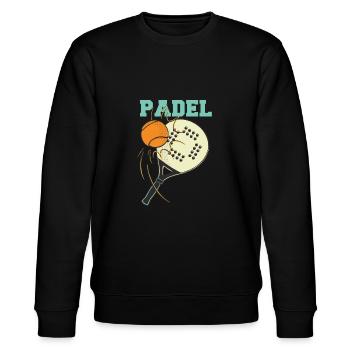 Padel Tennis Paddel Paddelball Padel Plattform - Stanley/Stella Unisex Bio-Sweatshirt CHANGER  - Schwarz - Vorne - Nik (191cm) & Marisol (170cm)