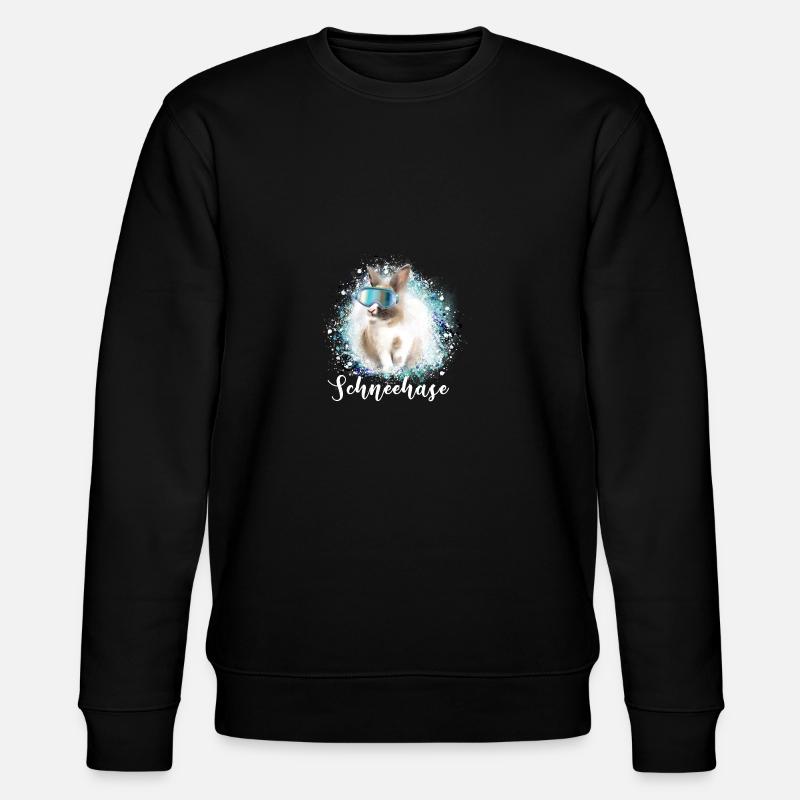 schneehase ,blau,skifahren,ski,hase,schnee - Stanley/Stella Unisex Bio-Sweatshirt CHANGER  - Schwarz