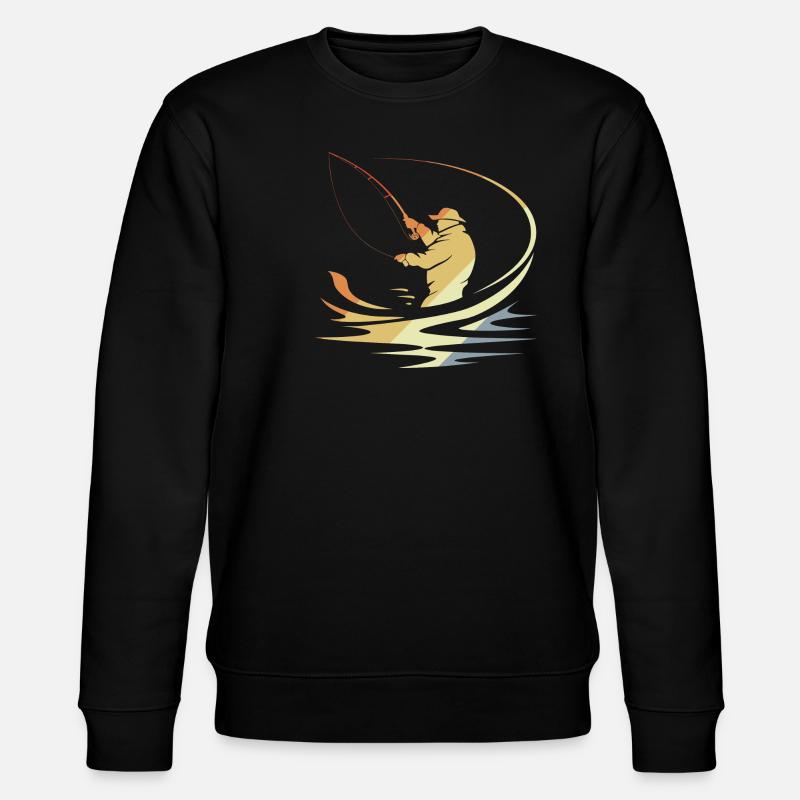 Fishing Sketch Retro - Stanley/Stella CHANGER Unisex Organic Sweatshirt - black