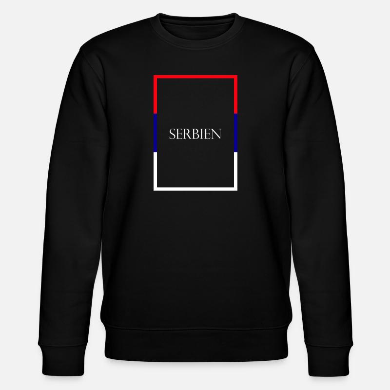Serbien Србија, Statement Schriftzug mit Fahne - Stanley/Stella Unisex Bio-Sweatshirt CHANGER  - Schwarz