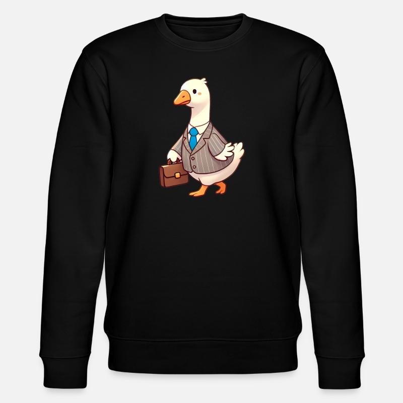 Ernsthafte Gans im Business-Anzug-Design - Stanley/Stella Unisex Bio-Sweatshirt CHANGER  - Schwarz