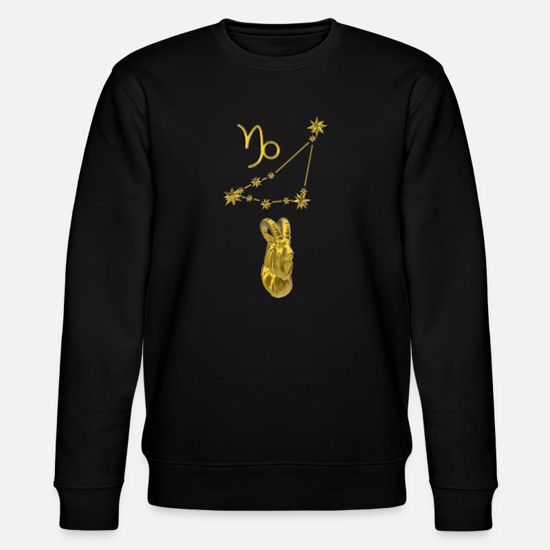 Sternbild Steinbock 3D, gold - Stanley/Stella Unisex Bio-Sweatshirt CHANGER  - Schwarz