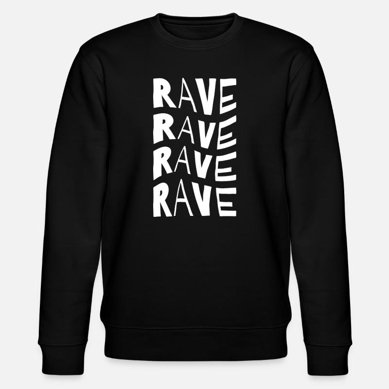 Rave Repeat Typography - Stanley/Stella CHANGER Unisex Organic Sweatshirt - black