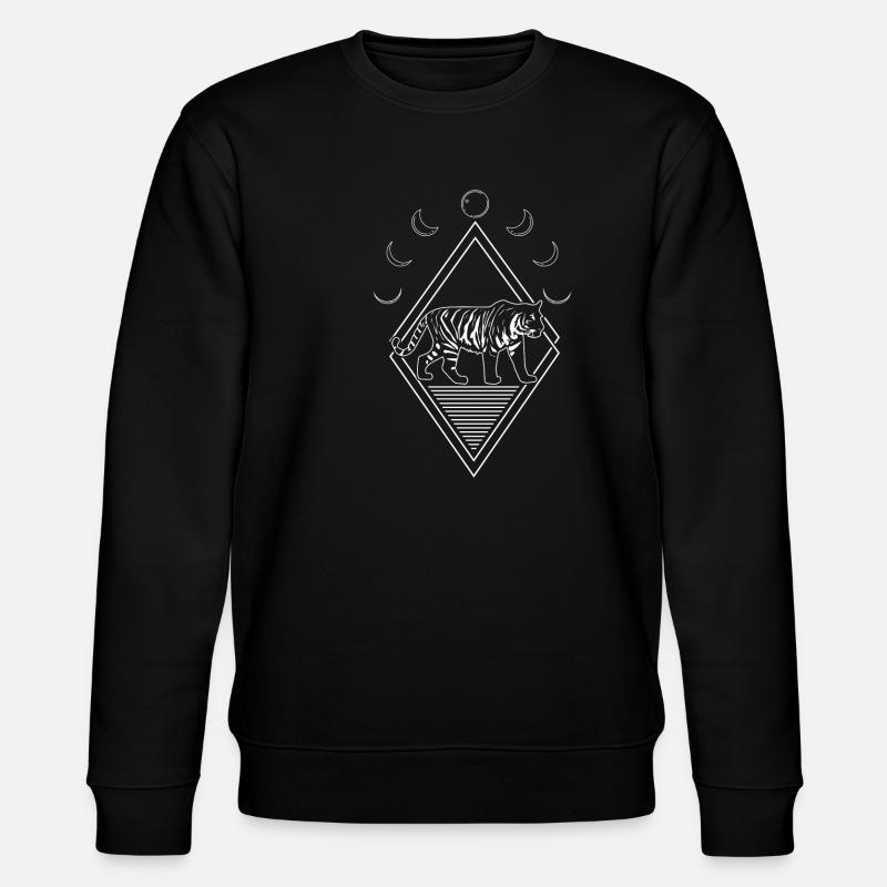 Tiger Moon Phases - Stanley/Stella Unisex Bio-Sweatshirt CHANGER  - Schwarz