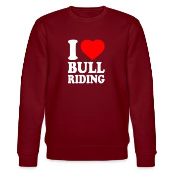 I love bull riding - Stanley/Stella Unisex Bio-Sweatshirt CHANGER  - Burgunderrot - Vorne - Nik (191cm) & Marisol (170cm)