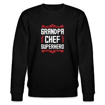 Opa Chef Superheld - Stanley/Stella Unisex Bio-Sweatshirt CHANGER  - Schwarz - Vorne - Nik (191cm) & Marisol (170cm)