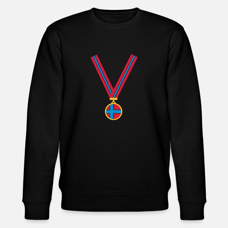gold_medaille_no_flag3_clr - Stanley/Stella Unisex Bio-Sweatshirt CHANGER  - Schwarz