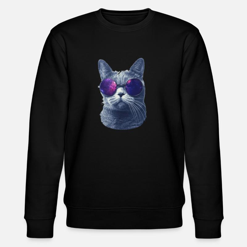 Katze in Brille - Stanley/Stella Unisex Bio-Sweatshirt CHANGER - Schwarz