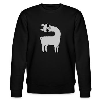 Lama guckt schief - Stanley/Stella Unisex Bio-Sweatshirt CHANGER  - Schwarz - Vorne - Nik (191cm) & Marisol (170cm)