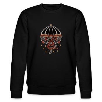 Old school tattoo umbrella, thunder cloud, snake - Stanley/Stella CHANGER Unisex Organic Sweatshirt - black - Front - Nik (191cm) & Marisol (170cm)